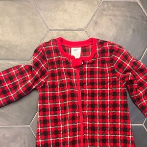 Lands End Red Plaid Zip-Up Pajama